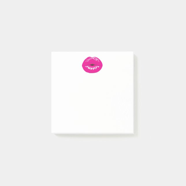 Hot Pink Lips Glamorous Illustration Post-it Notes (Front)