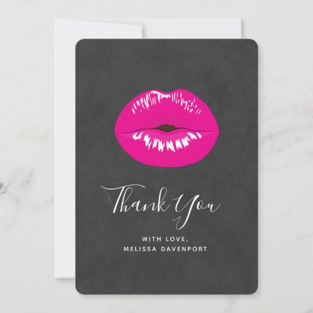 Hot Pink Lips Glamorous Illustration Thank You (Front)