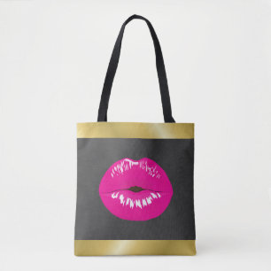 Hot Pink Lips Glamorous Illustration Tote Bag