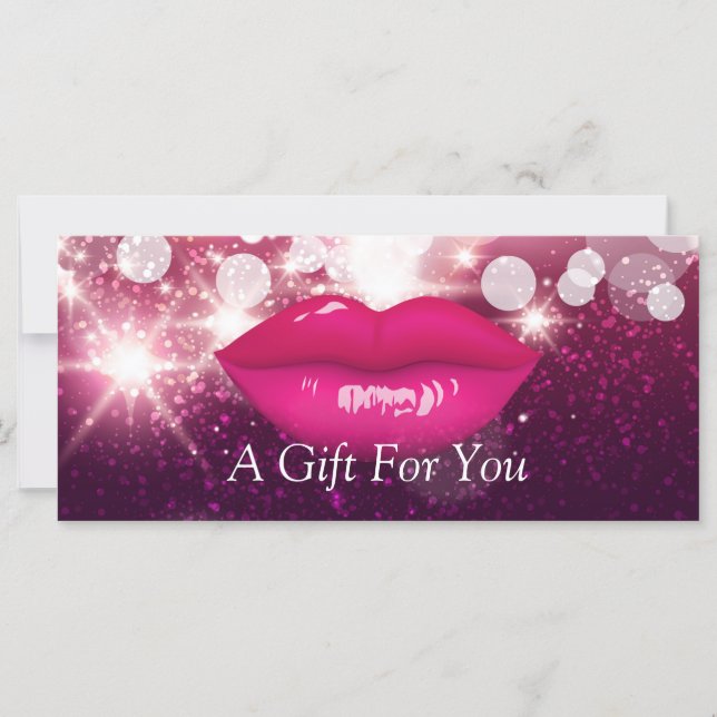 Hot Pink Lips Glitter Sparkles Gift Certificate (Front)