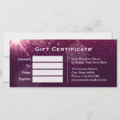 Hot Pink Lips Glitter Sparkles Gift Certificate (Back)