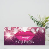 Hot Pink Lips Glitter Sparkles Gift Certificate (Standing Front)