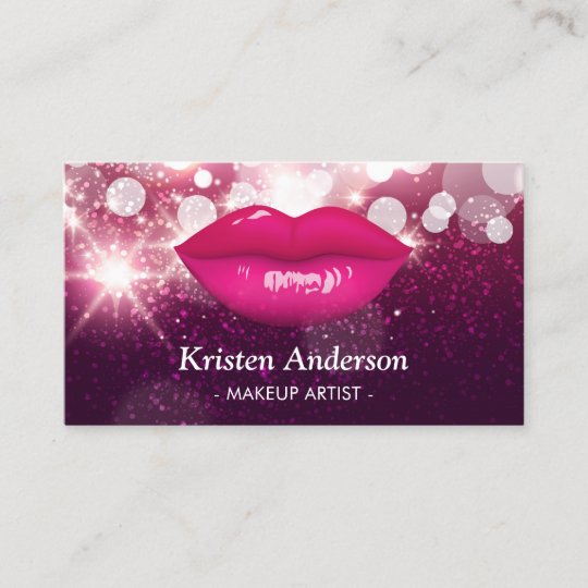 Hot Pink Lips Glitters Beauty Salon Makeup Artist Business Card Hot Pink Lips Glitters Beauty Salon Makeup Artist Business Card Zazzle