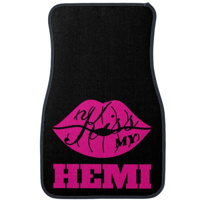 Hot Pink Lips Kiss My Hemi Car Floor Mat (Front)