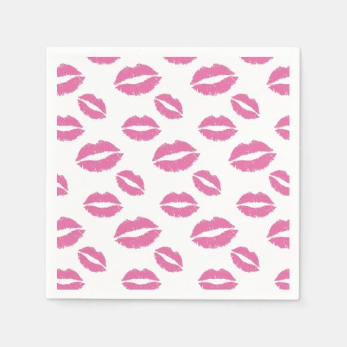 Hot Pink Lips Kiss Pattern Girl Sweet 16 Napkins