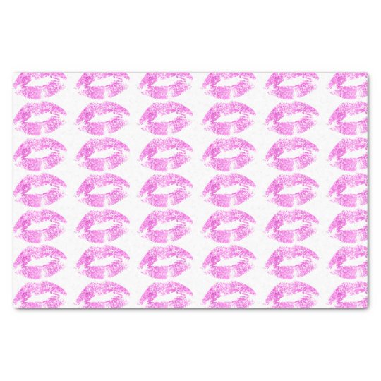 Hot Pink Lips Kiss Pattern Tissue Paper