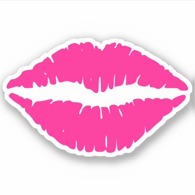 Hot Pink Lips Kiss Sticker (Front)
