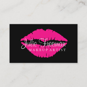 Hot Pink Lips Makeup Artist Salon Card