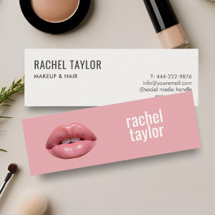 Hot Pink Lips Makeup Business Card