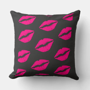 Hot Pink Lips Pattern Graphic pillow