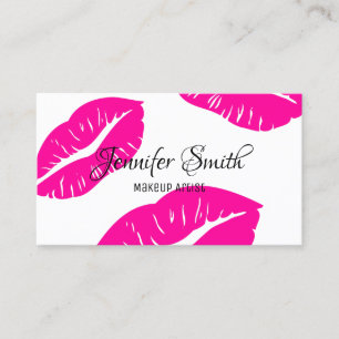 Hot Pink Lips Pattern Makeup Artist Business Card