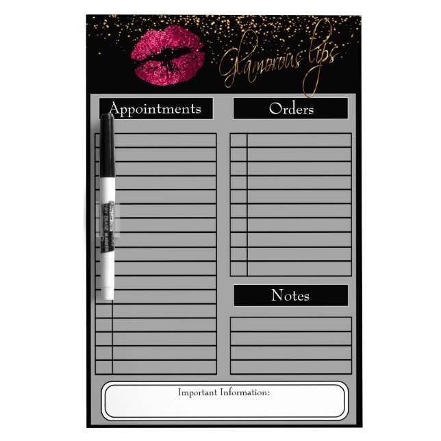Hot Pink Lipstick Dry Erase Board (Front)