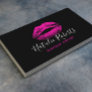 Hot Pink Lipstick Makeup Artist Black Beauty Salon Business Card