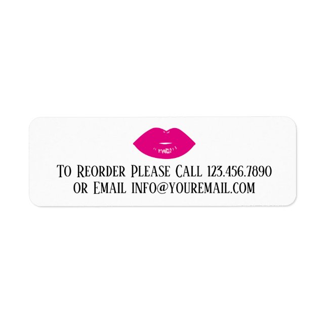 Hot Pink Lipstick Print Makeup Distributor Reorder Label (Front)