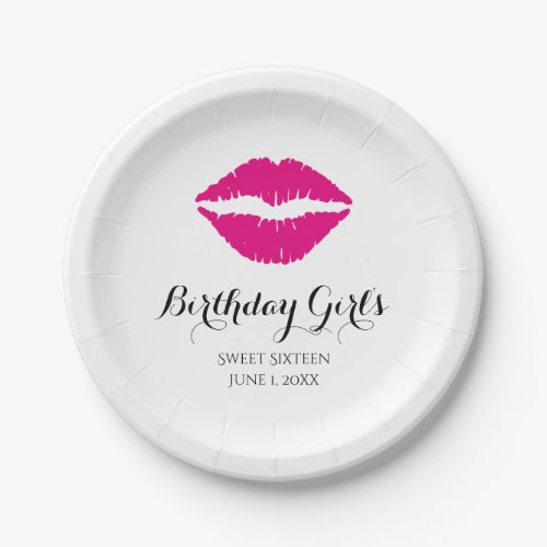 Hot Pink Lipstick Sweet Sixteen Birthday Party Paper Plates