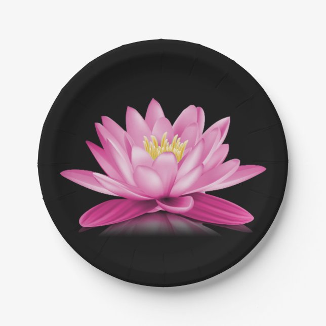 Hot pink lotus flower paper plates (Front)