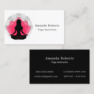 Hot Pink Lotus Flower Yoga Instructor Business Card