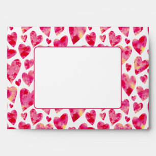 Hot Pink Love Heart Pattern Envelope
