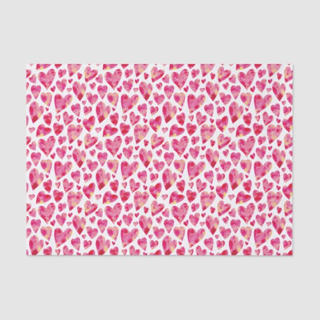Hot Pink Love Heart pattern Tissue Paper (Front)