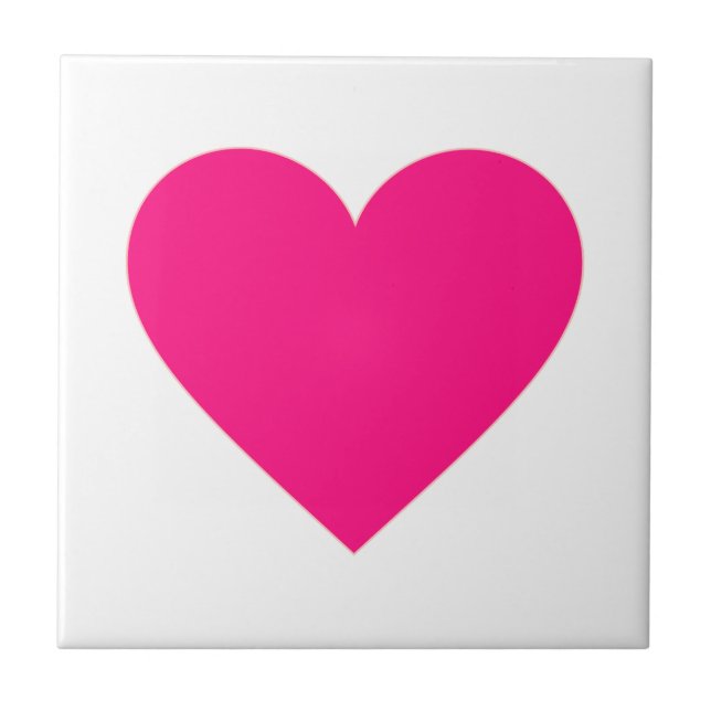 Hot Pink love heart Tile (Front)