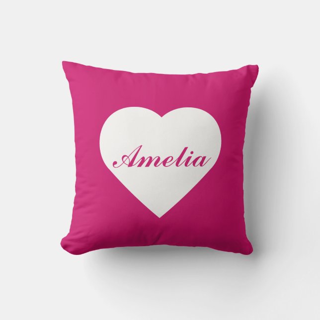 Hot Pink Love Monogram  Throw Pillow (Front)