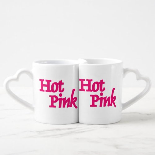 Hot Pink love white mug set