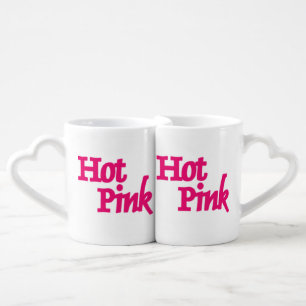 Hot Pink love white mug set