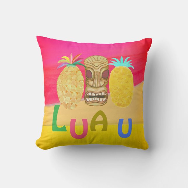 Hot Pink Luau Throw Pillow (Front)