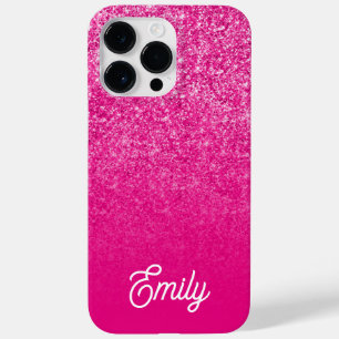 Hot Pink Luxury Glitter and Ombre Case-Mate iPhone 14 Pro Max Case