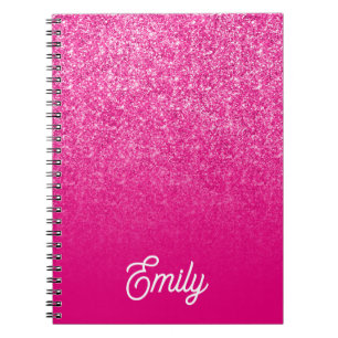 Hot Pink Luxury Glitter and Ombre Notebook