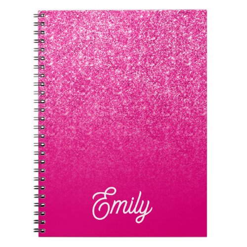 Hot Pink Luxury Glitter and Ombre Notebook
