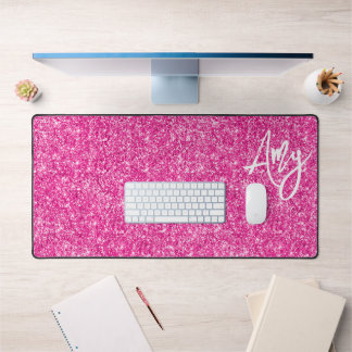 Hot Pink Luxury Glitter Desk Mat