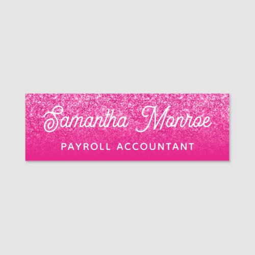 Hot Pink Luxury Glitter Ombre Name Tag