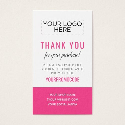 Hot Pink Magenta Custom Promo Code Discount Card