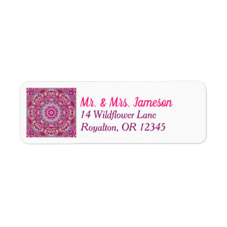Hot Pink, Magenta, Green and Blue Mandala Address Label