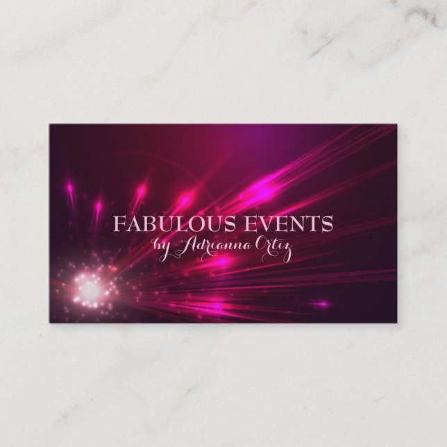 Hot Pink Magenta Lights Fireworks Neon Business Card (Front)