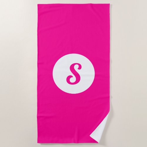 Hot Pink Magenta Monogrammed Beach Towel