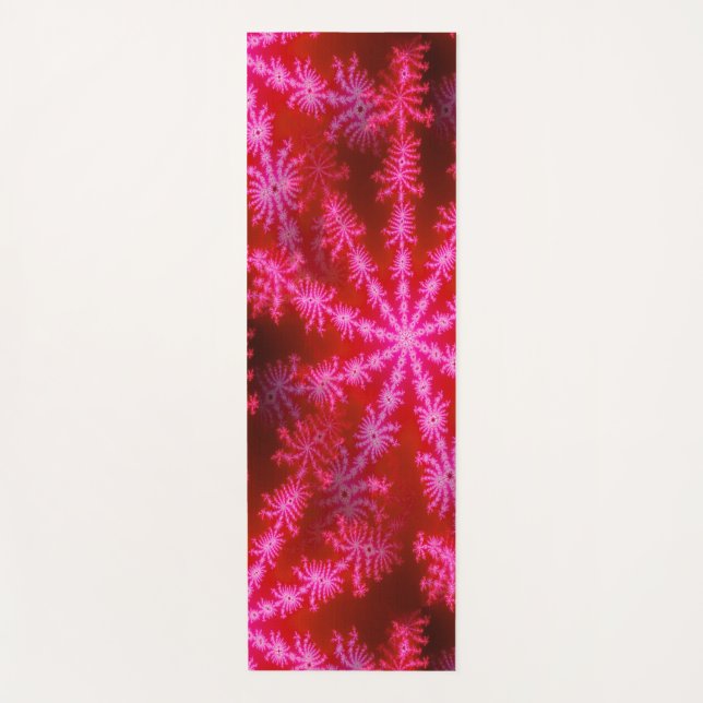 Hot Pink Magenta Starburst Psychedelic Fractal Yoga Mat (Front)