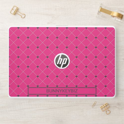 Hot Pink Magenta with Company Business Name HP Laptop Skin