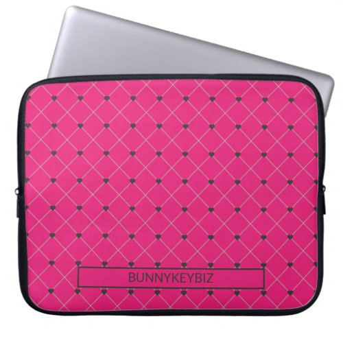 Hot Pink Magenta with Company Business Name Laptop Sleeve