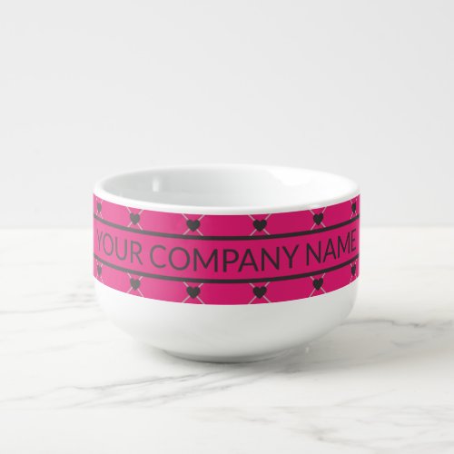 Hot Pink Magenta with Company Business Name Soup Mug