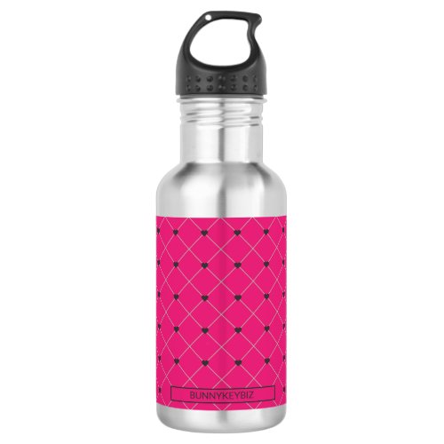 Hot Pink Magenta with Company Business Name Stainless Steel Water Bottle