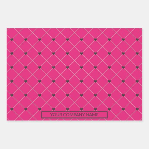 Hot Pink Magenta with Company Business Name Wrapping Paper Sheets