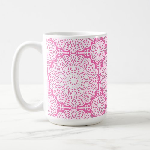 Hot Pink Mandala Lace Boho Elegant Shabby Chic  Coffee Mug