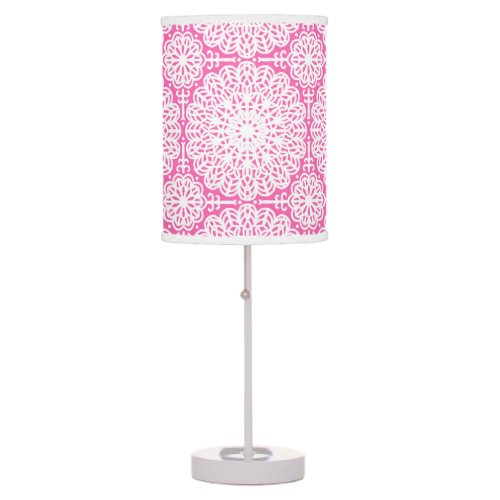 Hot Pink Mandala Lace Boho Shabby Chic Elegant Table Lamp