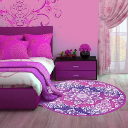 Hot Pink Mandala Rug - Pink And Purple Star Flower