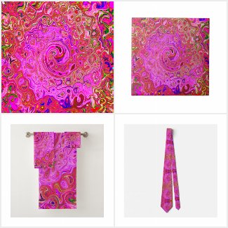 Hot Pink Marbled Colors Abstract Retro Swirl