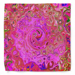 Hot Pink Marbled Colors Abstract Retro Swirl Bandana