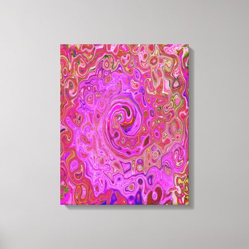 Hot Pink Marbled Colors Abstract Retro Swirl Canvas Print
