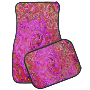 Hot Pink Marbled Colors Abstract Retro Swirl Car Floor Mat